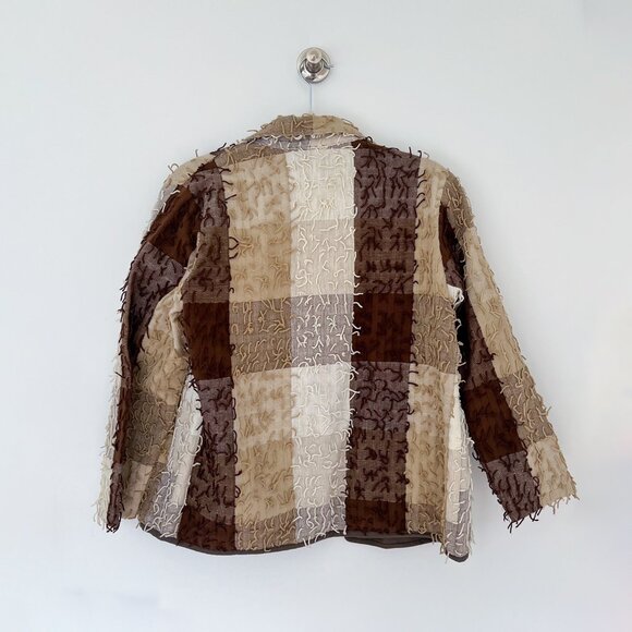 Vintage brown checked fringe button-down NWT - Picture 4 of 4